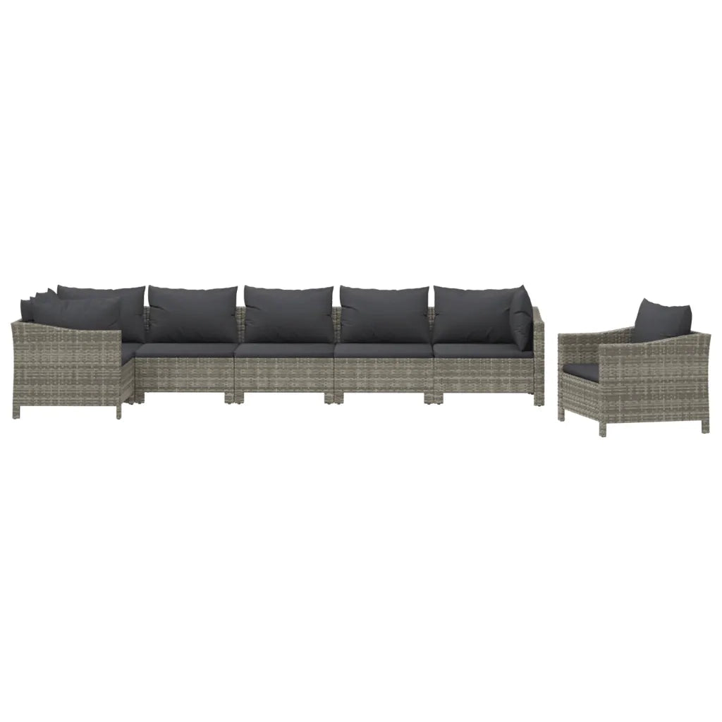 Set Divani da Giardino 7 pz con Cuscini in Polyrattan Grigio 3187284