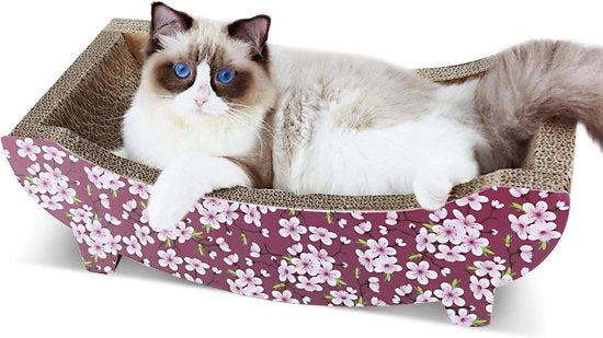 Letto Lounge per Gatti in Forma di Barca - Scratcher in Carta da Imballaggio - Pannelli di Carta Riciclata - Protezione per Mobili