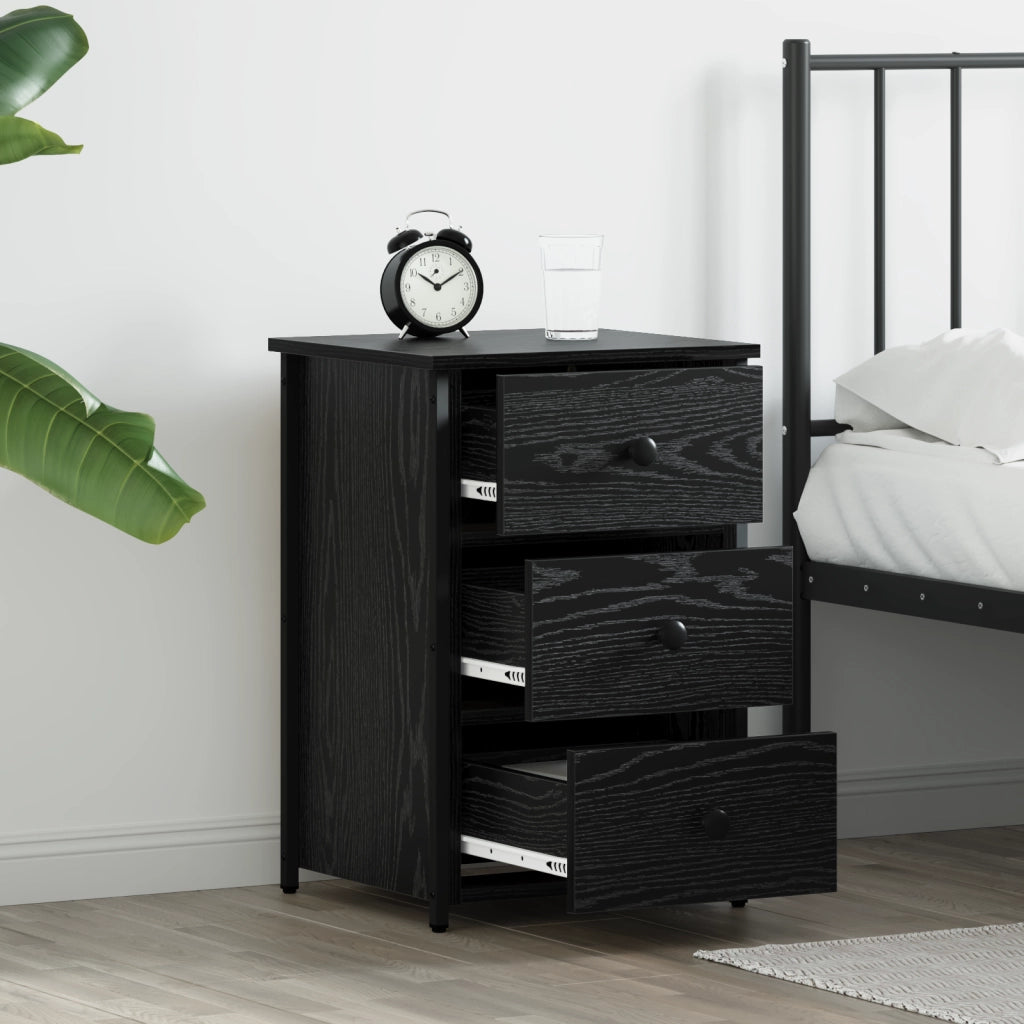 Set di Comodini in Rovere Nero Rovere Nero Legno ingegnerizzato