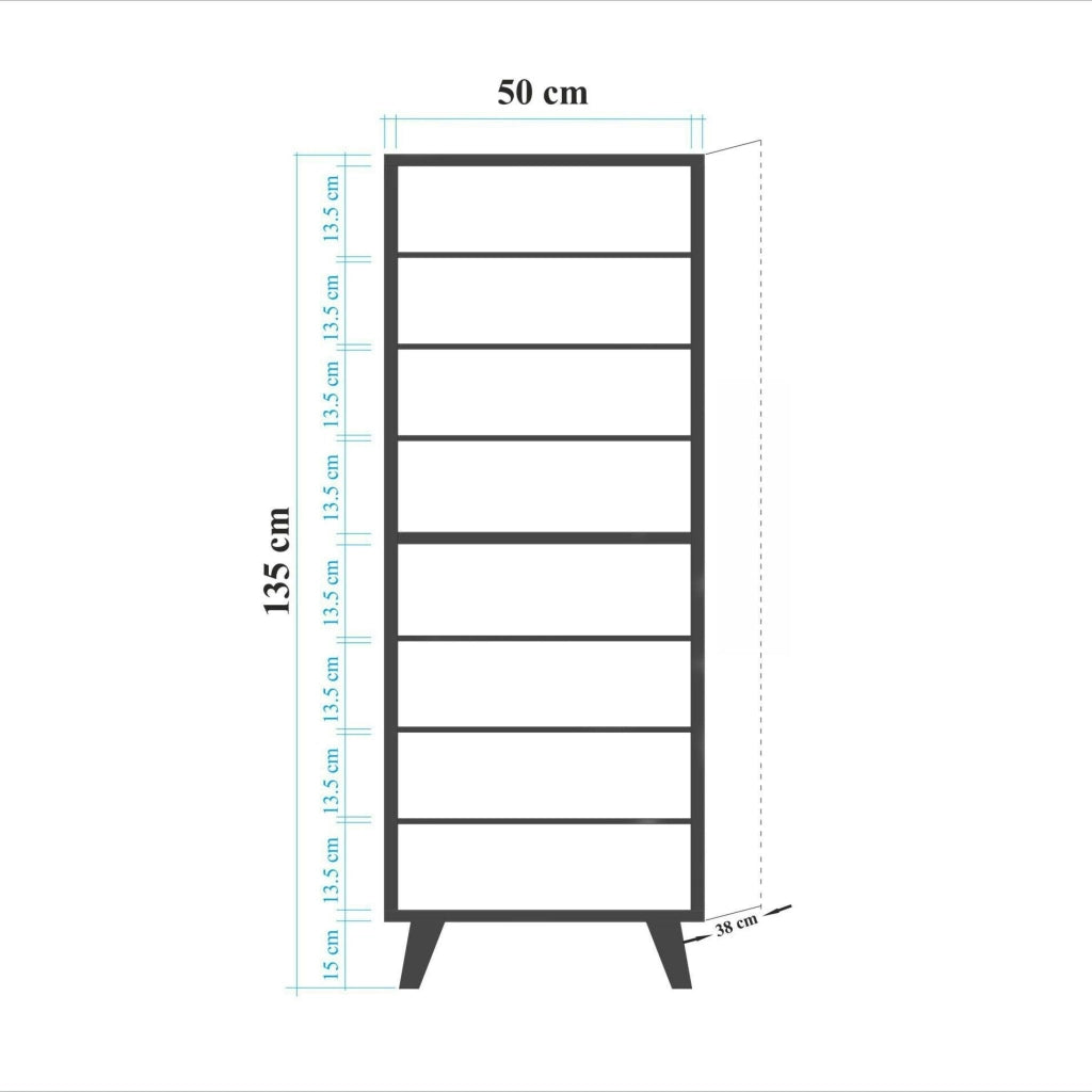 Mobile Portascarpe Dacrydium, Scarpiera 16 Paia, 50x38x135h cm Marrone Quercia