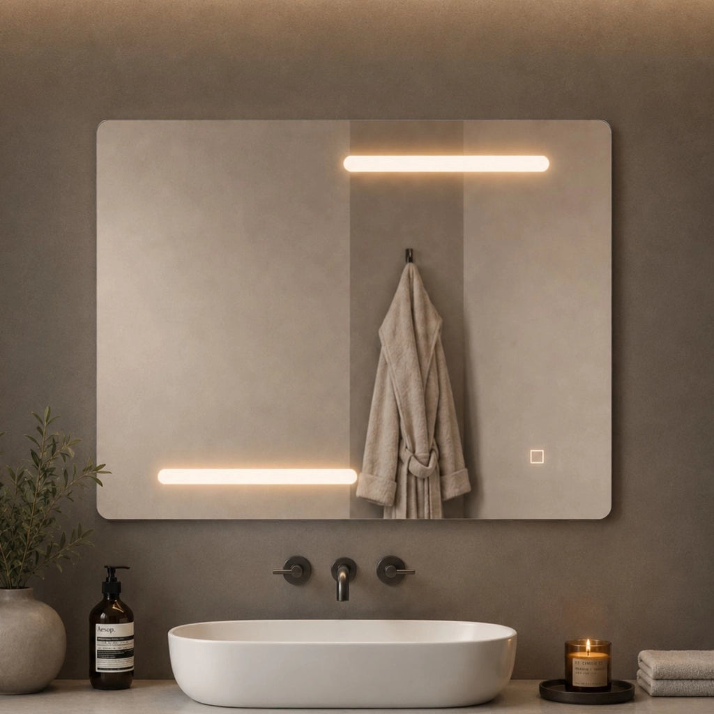 Specchio rettangolare led con interruttore touch elegante e funzionale *** misure 100x80 cm, tonalità standard 6000-...