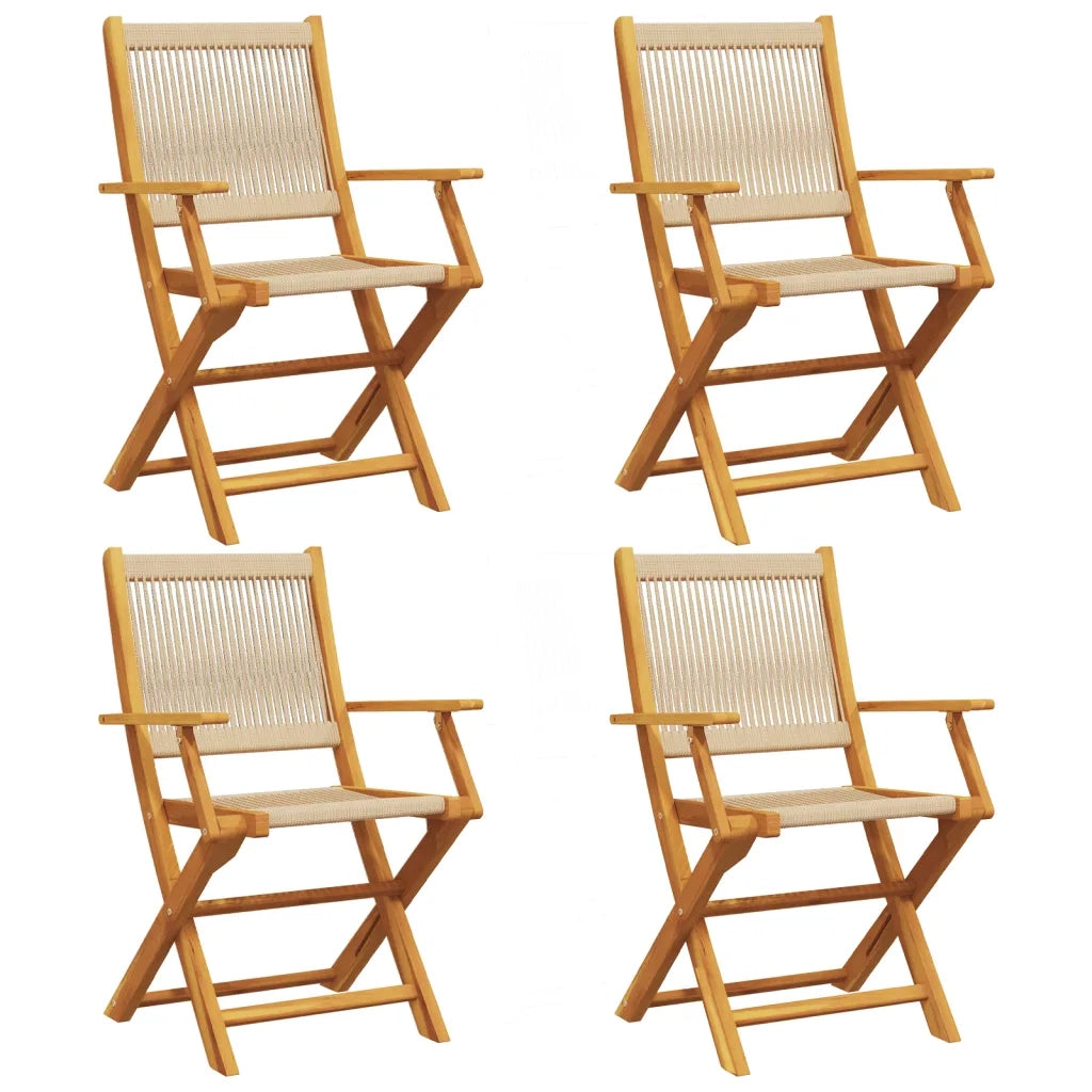 Sedie da Giardino Pieghevoli 4pz Beige Legno Massello di Acacia 3214571