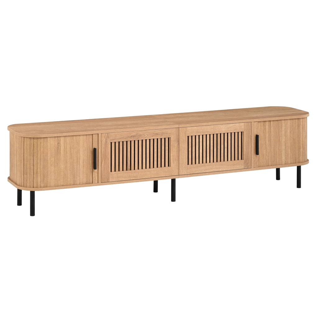 Mobile TV con LED APP 180 cm; angoli arrotondati; in MDF e PB; naturale