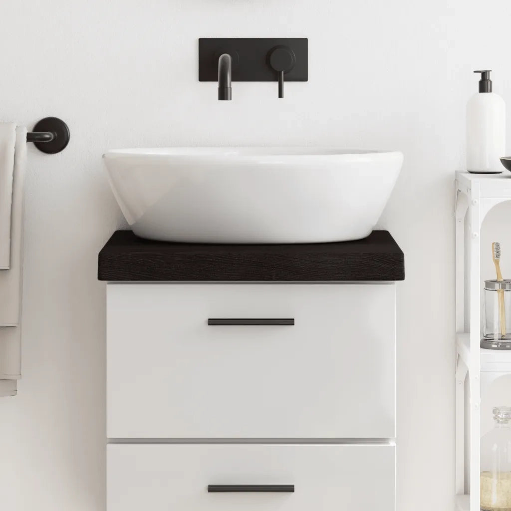 Piano Bagno Marrone Scuro 40x30x(2-6)cm Legno Massello Trattato CFW9894581