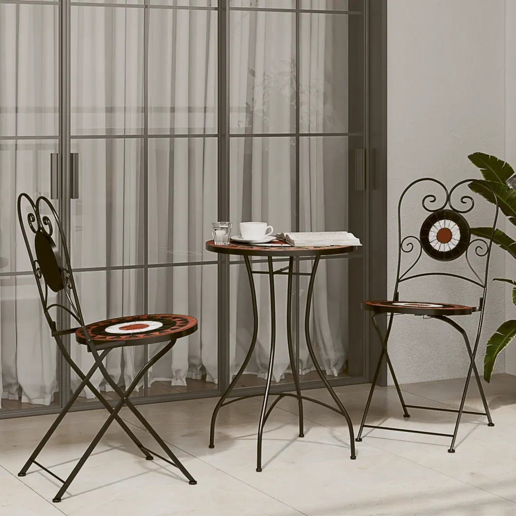 Sedie da BistrÃ² Pieghevoli 2 pz Terracotta e Bianco in Ceramica