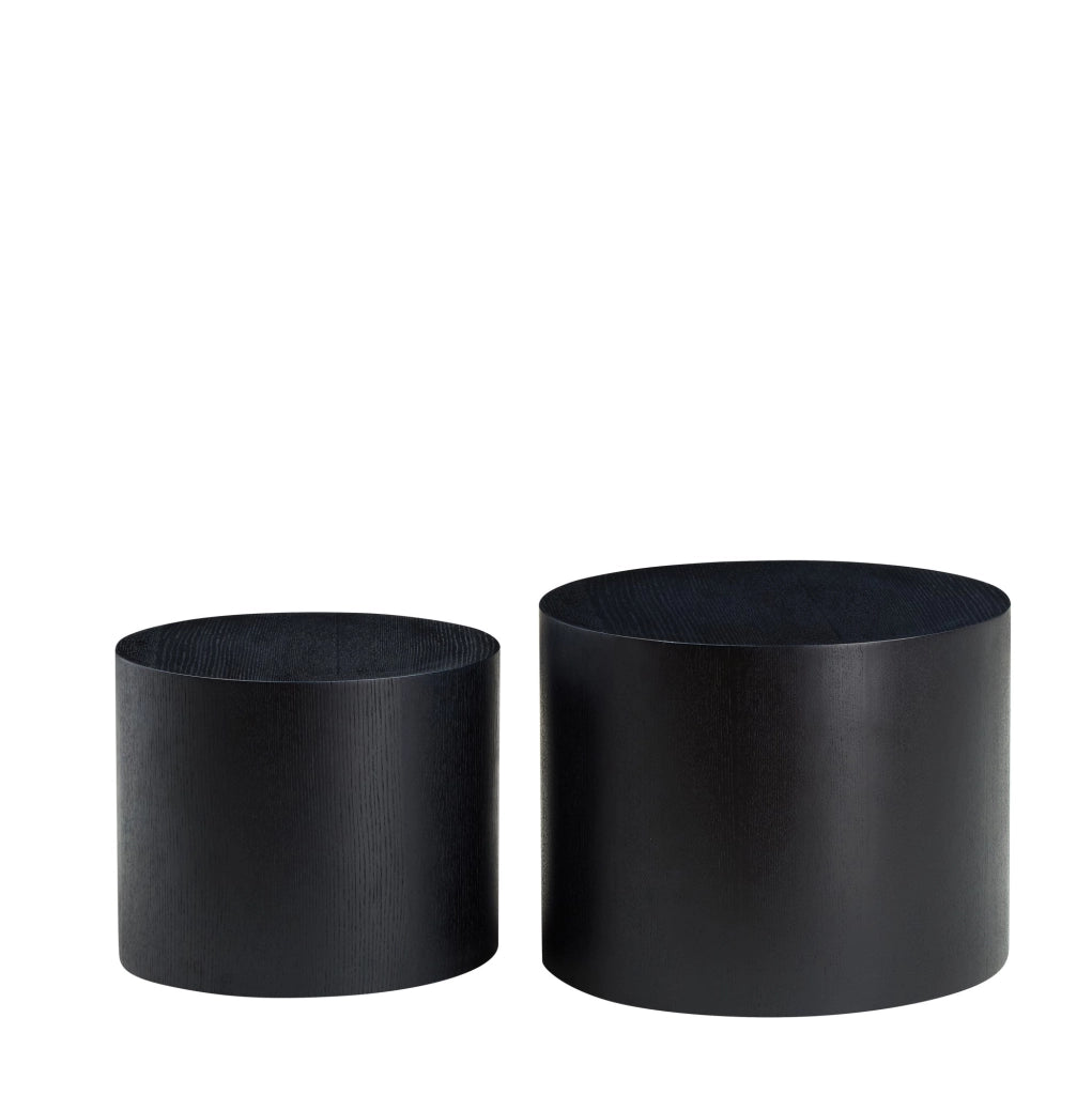 Set di tavolini nesting 2 pezzi in MDF nero, salvaspazio e versatili