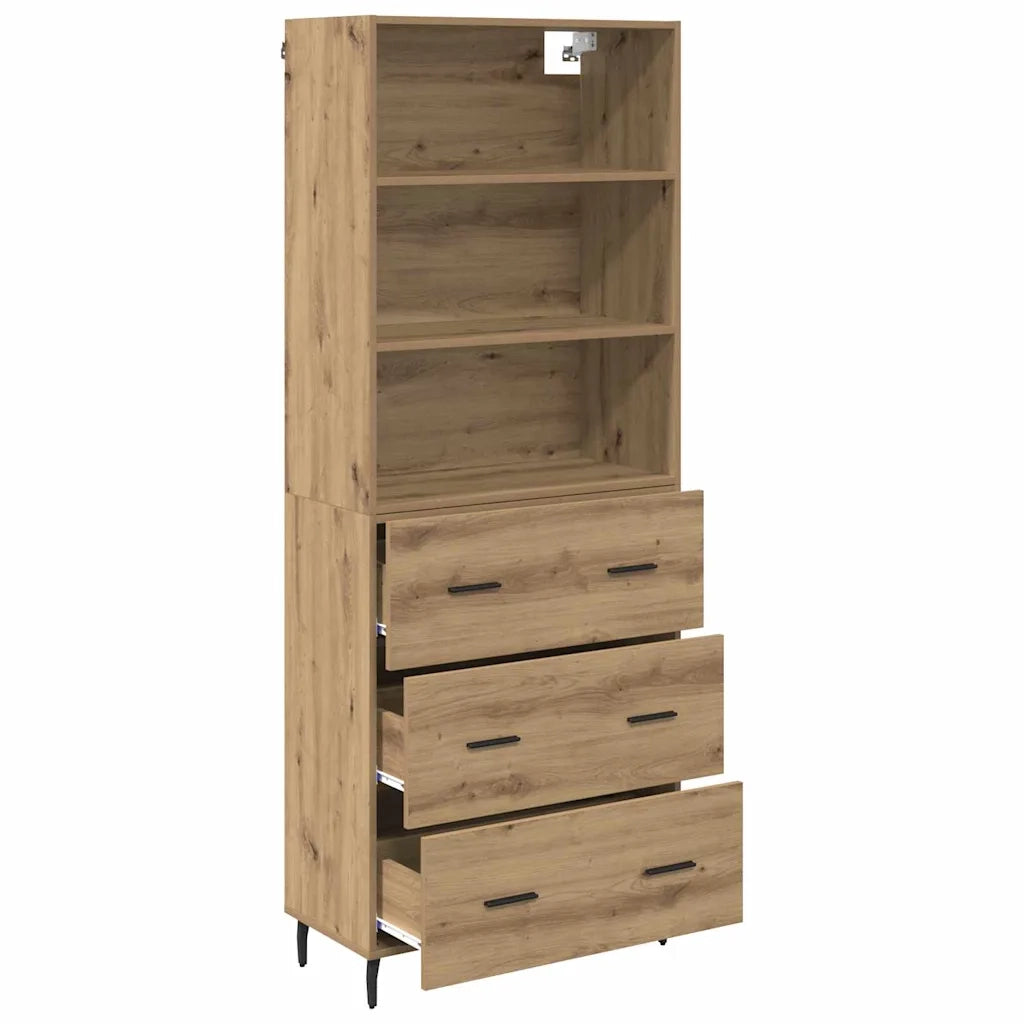 Credenza con Cassetto-Buffet-Armadio da cucina Rovere artigianale 69,5 x 34 x 180 cm 424033