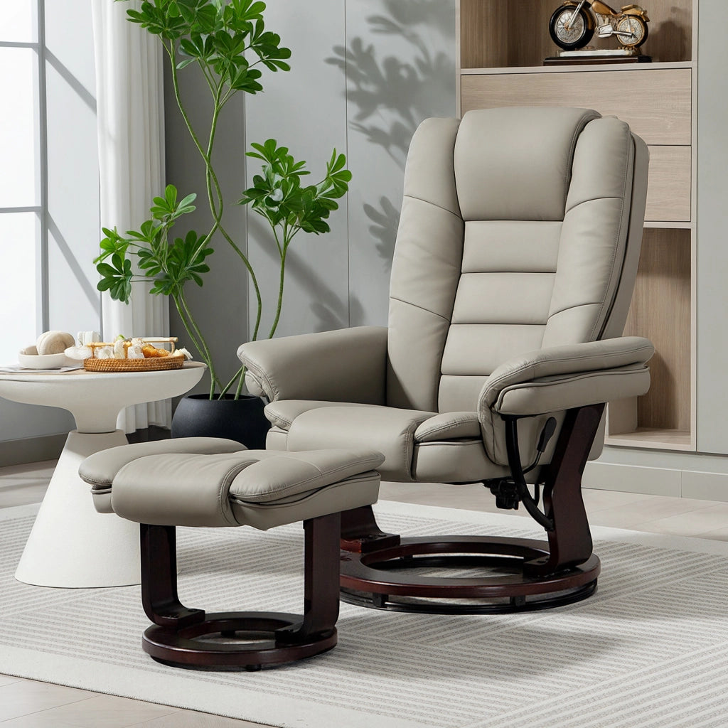 Poltrona relax reclinabile massaggiante con poggiapiedi ¨C zephmum ¨C marrone similpelle 360¡ã girevole