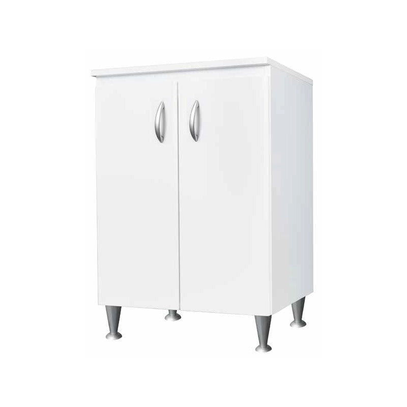 Mobile lavanderia 2 ante 59x50 cm  Legno idrofugo bianco due ante  Piedini regolabili  Negrari