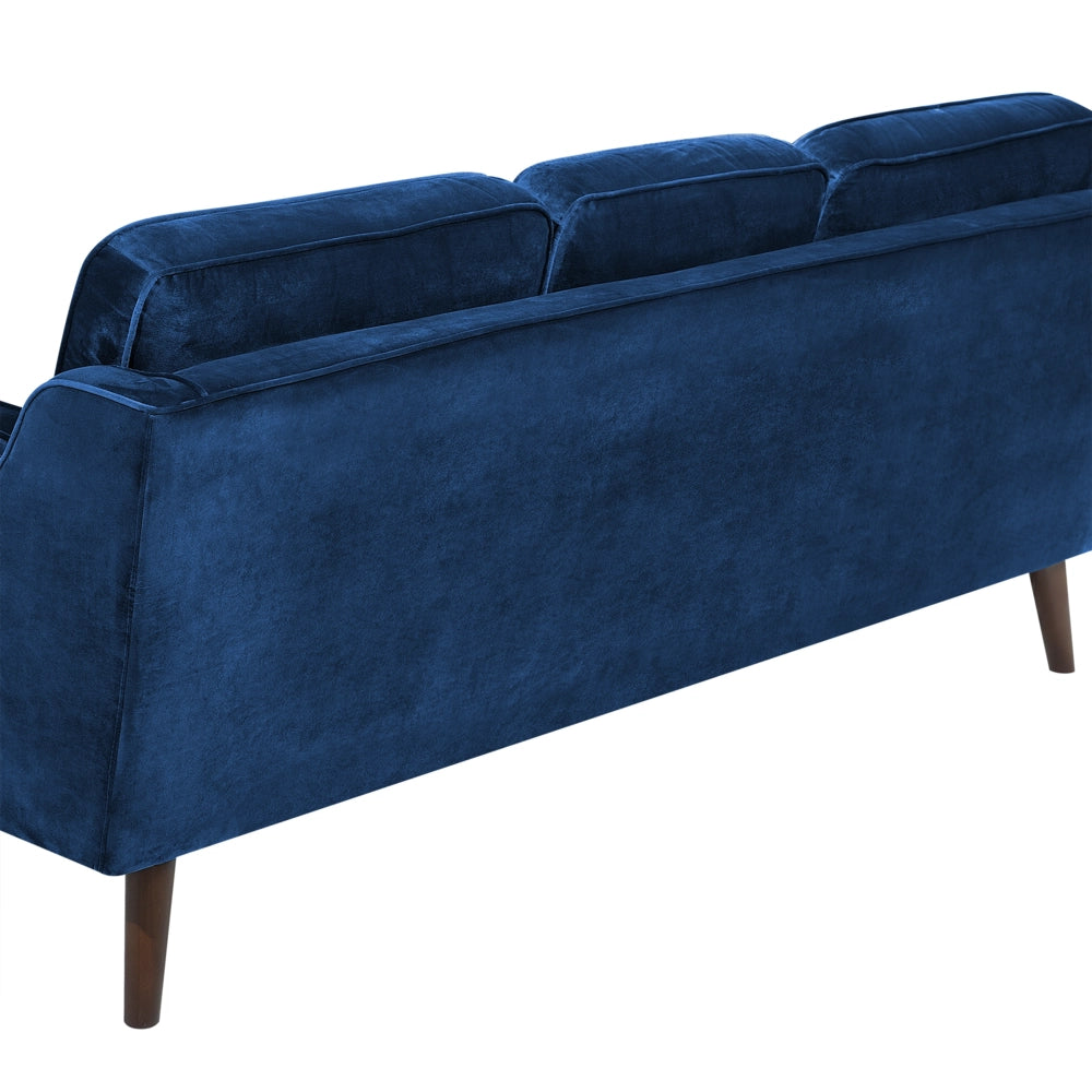Divano colore Blu 3 Posti Velluto Gambe In Legno stile Classico e moderno soggiorno