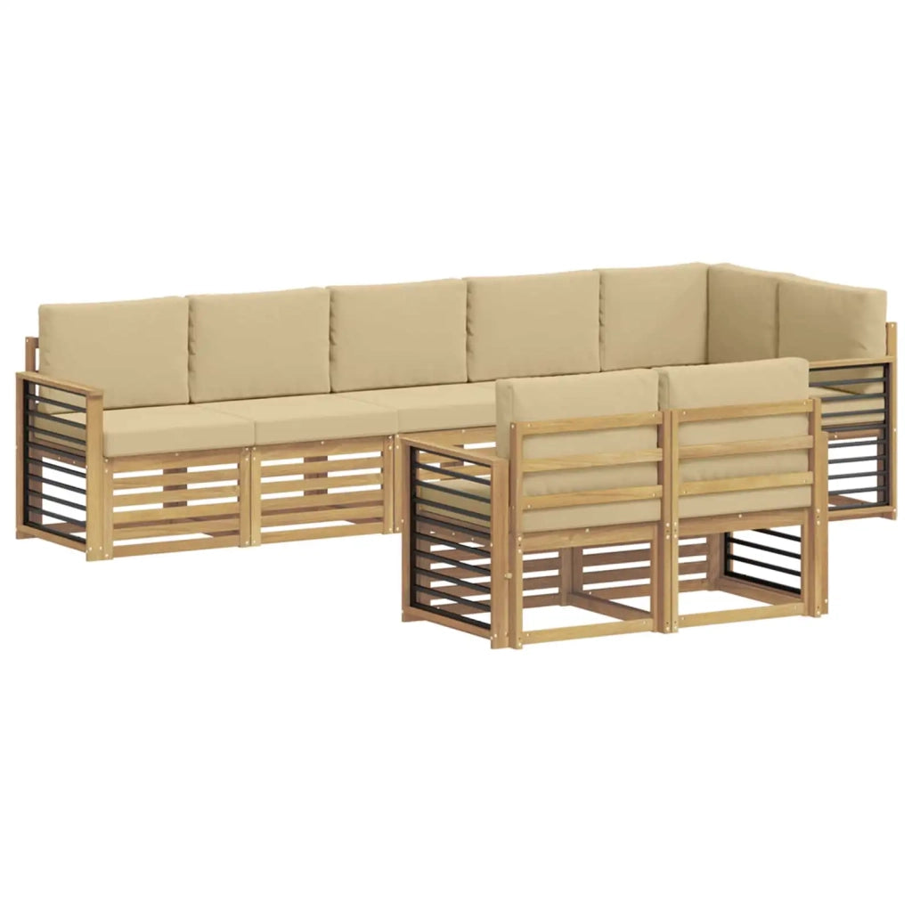 Set di divani da esterno 8 pcs Bianco e Beige 3392048