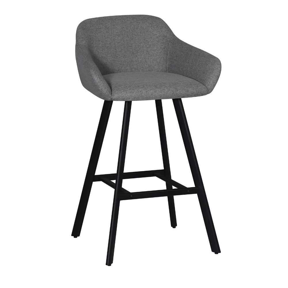 Sgabello Mey grigio cenere con seduta imbottita e gambe in metallo nero – Eleganza e comfort per la zona snack