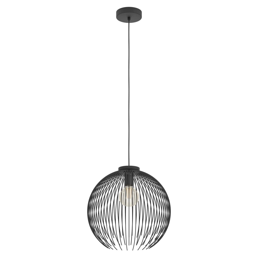 Sospensione Industrial-Nordico Acciaio Nero 1 Luce E27 D.40Cm