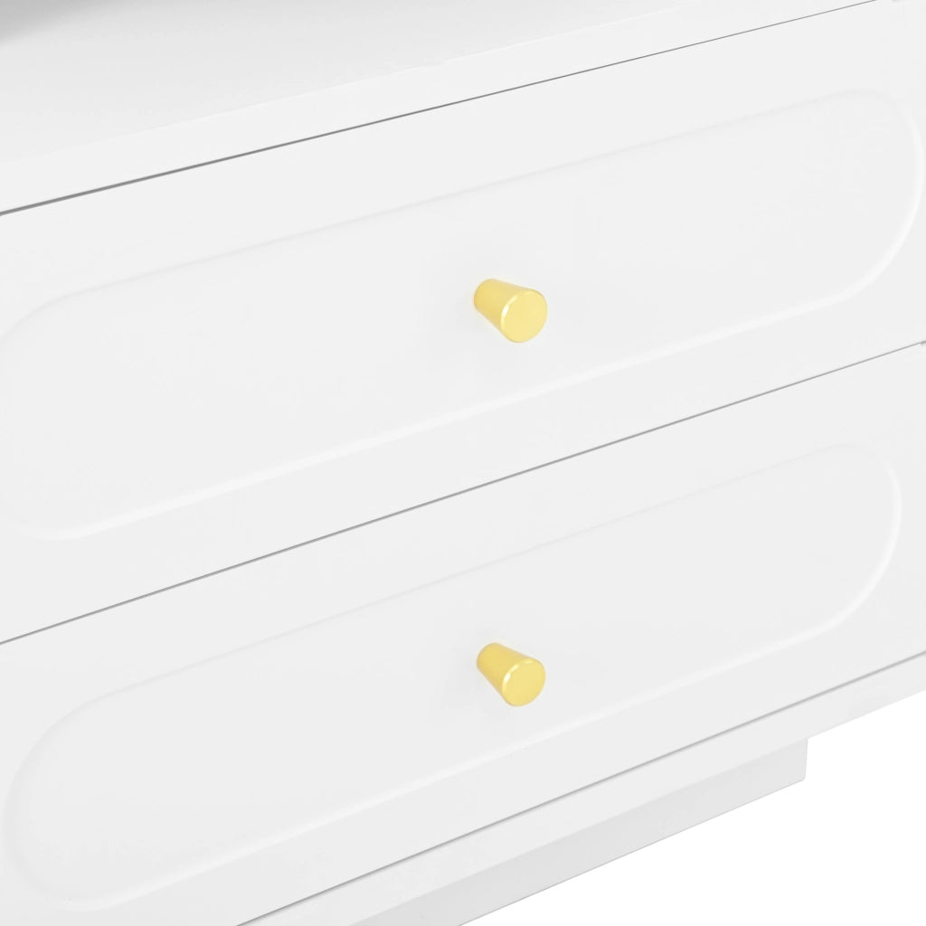 Comodino con LED, 2 cassetti e 1 vano aperto, per camera da letto, in truciolato, bianco, 100 × 40 × 60 cm