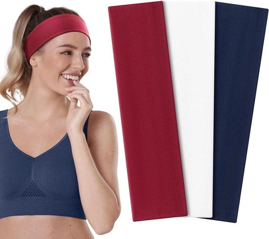 Set di fascette per capelli per donne sportive da 3 pezzi - Fascette elastiche antiscivolo per yoga, fitness e corsa
