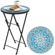 Tavolino da giardino rotondo pieghevole con piano in mosaico ¨C Minimal ¨C ?35,5x55 cm blu