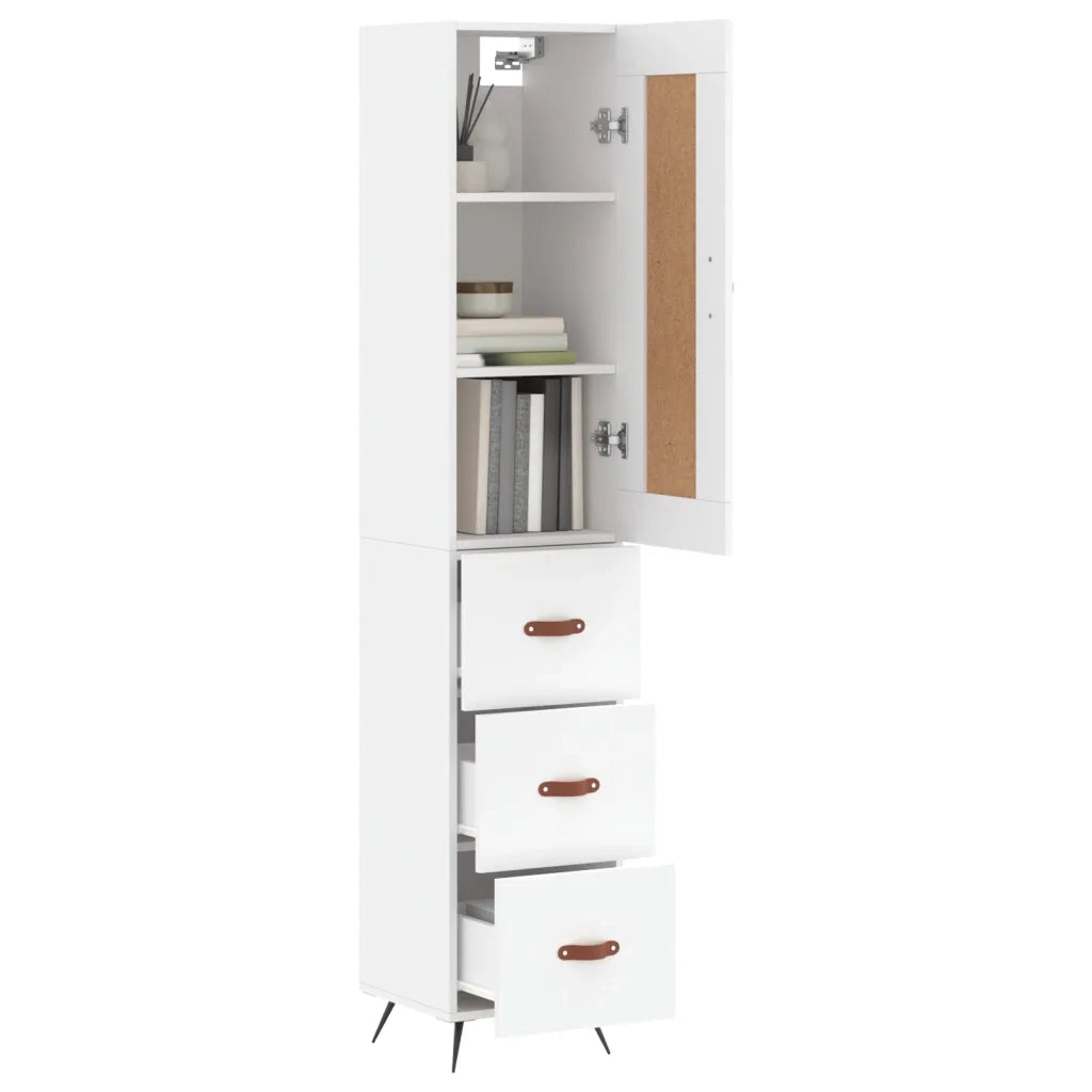 Credenza-Buffet-Armadio da cucina Bianca 34,5x34x180 cm in Legno Multistrato 956847