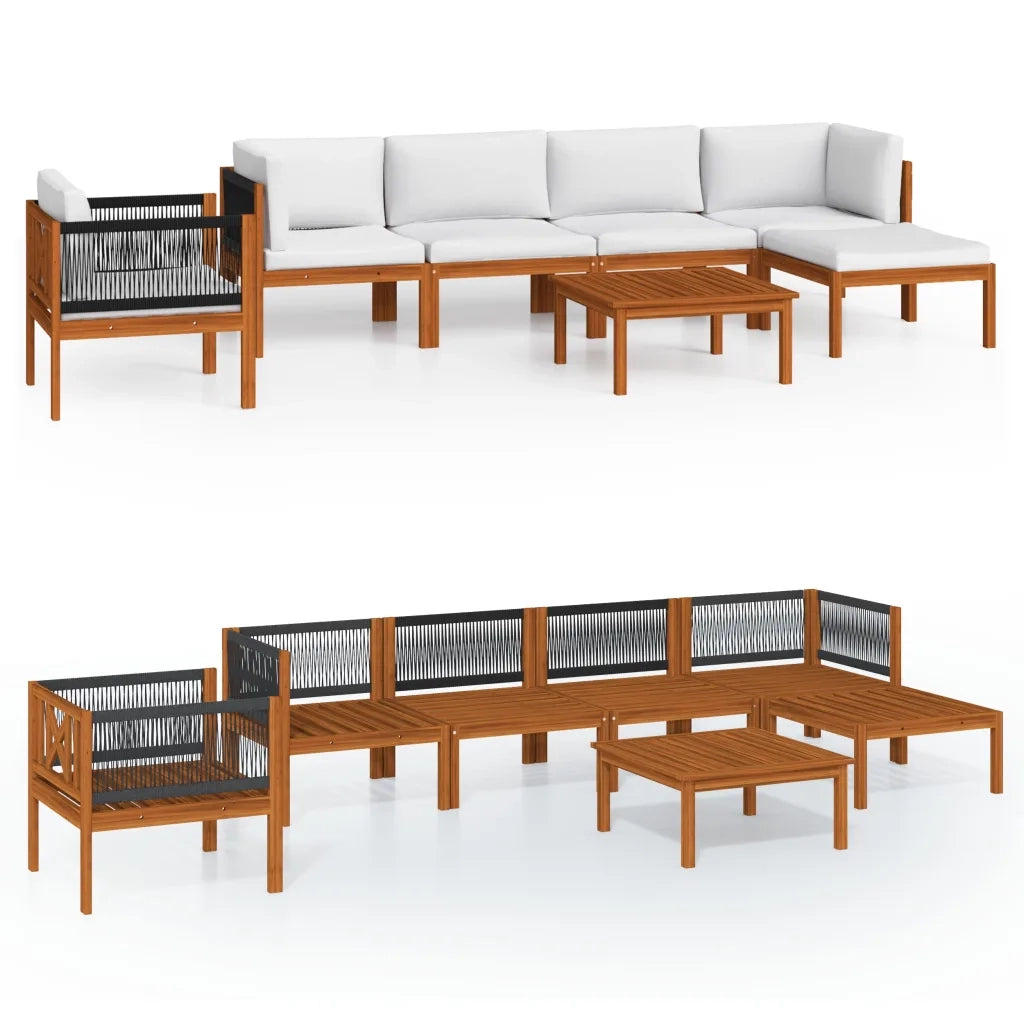 Set Divani da Giardino 7 pz con Cuscini Crema Massello Acacia cod mxl 37838