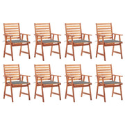 Sedie da Pranzo da Esterni con Cuscini 8 pz Massello di Acacia cod mxl 8585