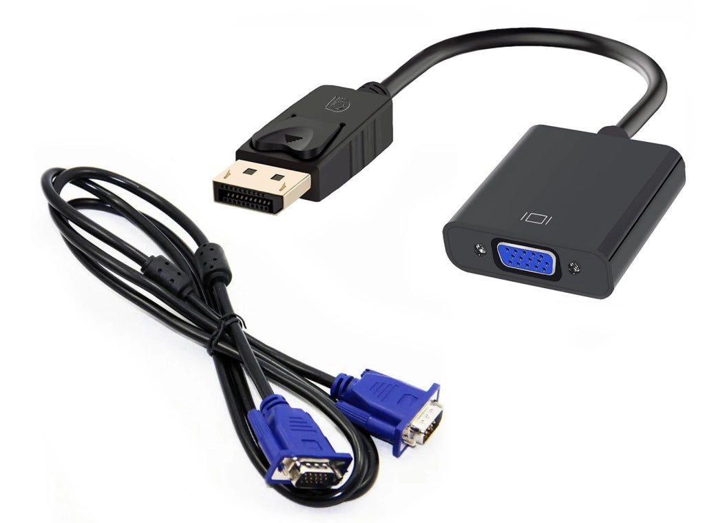 Adattatore Video da uscita DisplayPort a ingresso VGA completo di cavo VGA da 140cm - Display Port to VGA + Cable - No al contrario