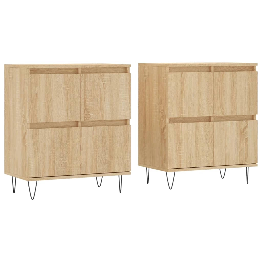 Buffet credenza cassettiera armadio mobile contenitore organizer cucina soggiorno salotti set di 2 legno ingegnerizzato Sonoma marrone 02_0036826