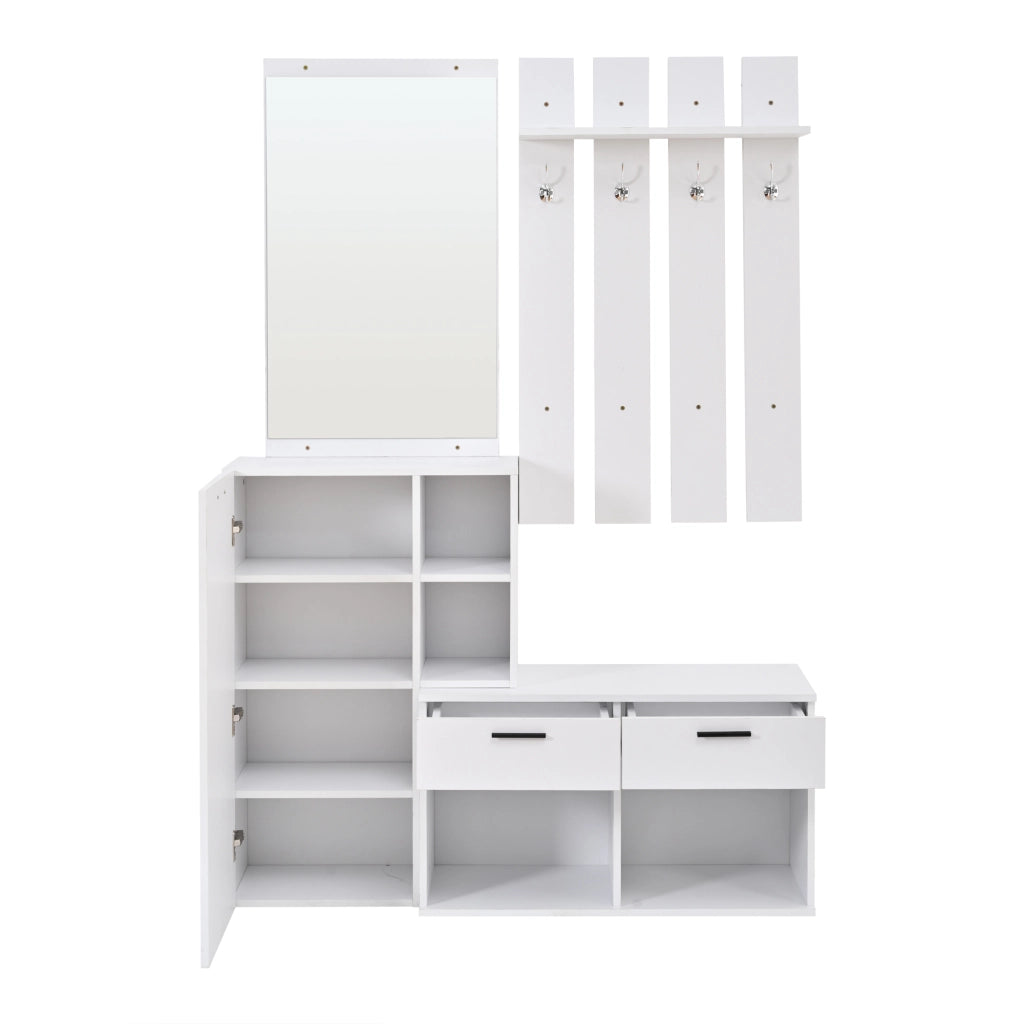 Armadio ingresso con specchio; 1 anta; 2 cassetti; 10 scomparti; 4 ganci; per ingresso; 120 Ã— 35 Ã— 175;5 cm