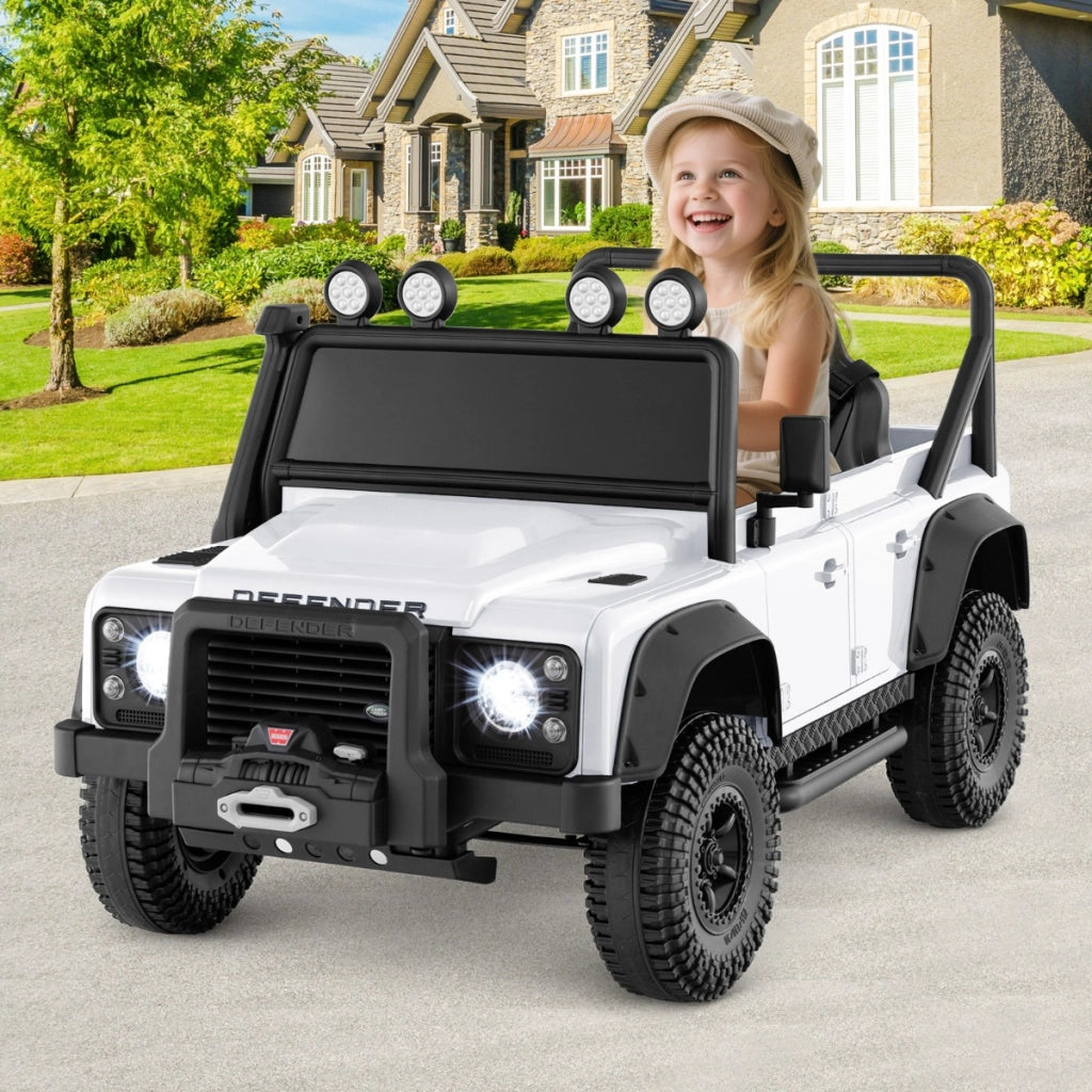 Auto elettrica per bambini 12V con telecomando per genitori, Macchina giocattolo land rover con licenza Bianco-Macchinine giocattoli