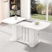 Tavolo da Pranzo Allungabile 120/160x80 cm ¨C Xylo ¨C Bianco, Gambe in Metallo, 4-6 Persone
