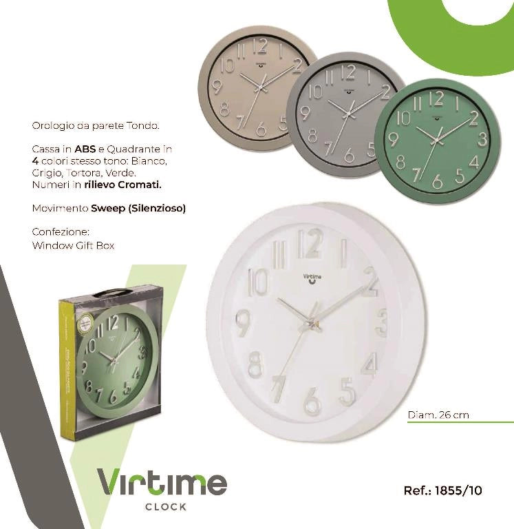 1 Pezzo Orologio da Parete Numeri in Rilievo 25 cm 4 Colori