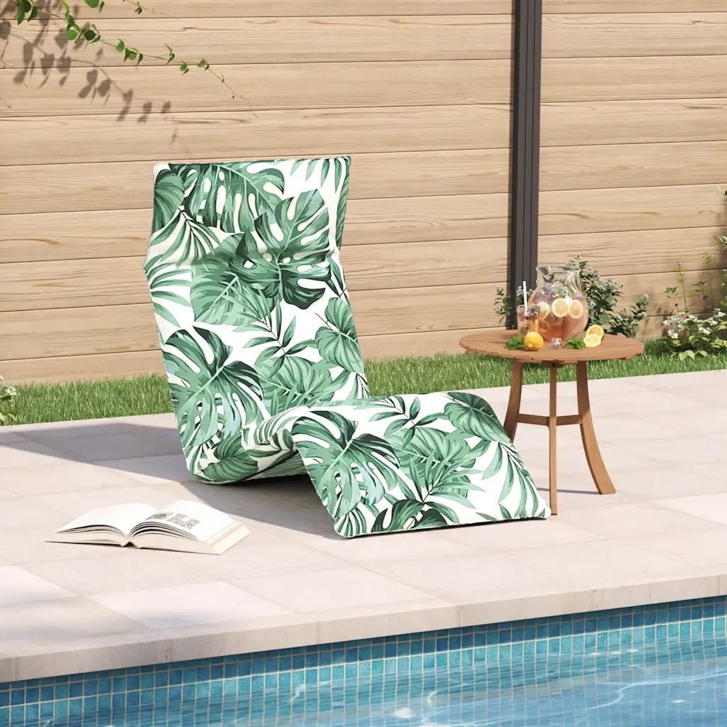 Lettino Pieghevole Motivo a Foglie 175x54x8,5 cm Tessuto Oxford 4019758