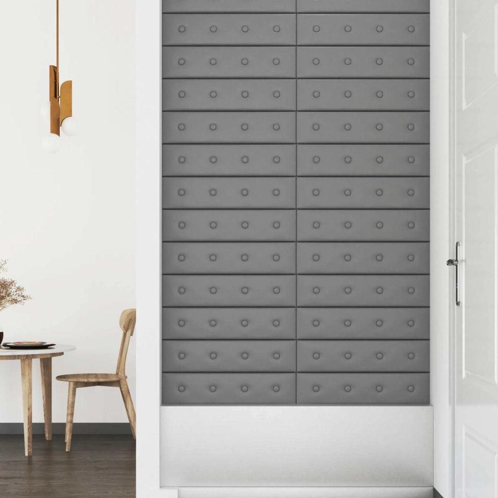 Testiera da Parete 12 pcs Grigio 60 x 15 cm Pelle Sintetica 42046705