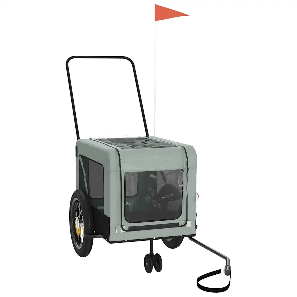 Rimorchio da Bici per Animali Grigio e Nero Oxford e Ferro CFW1169116