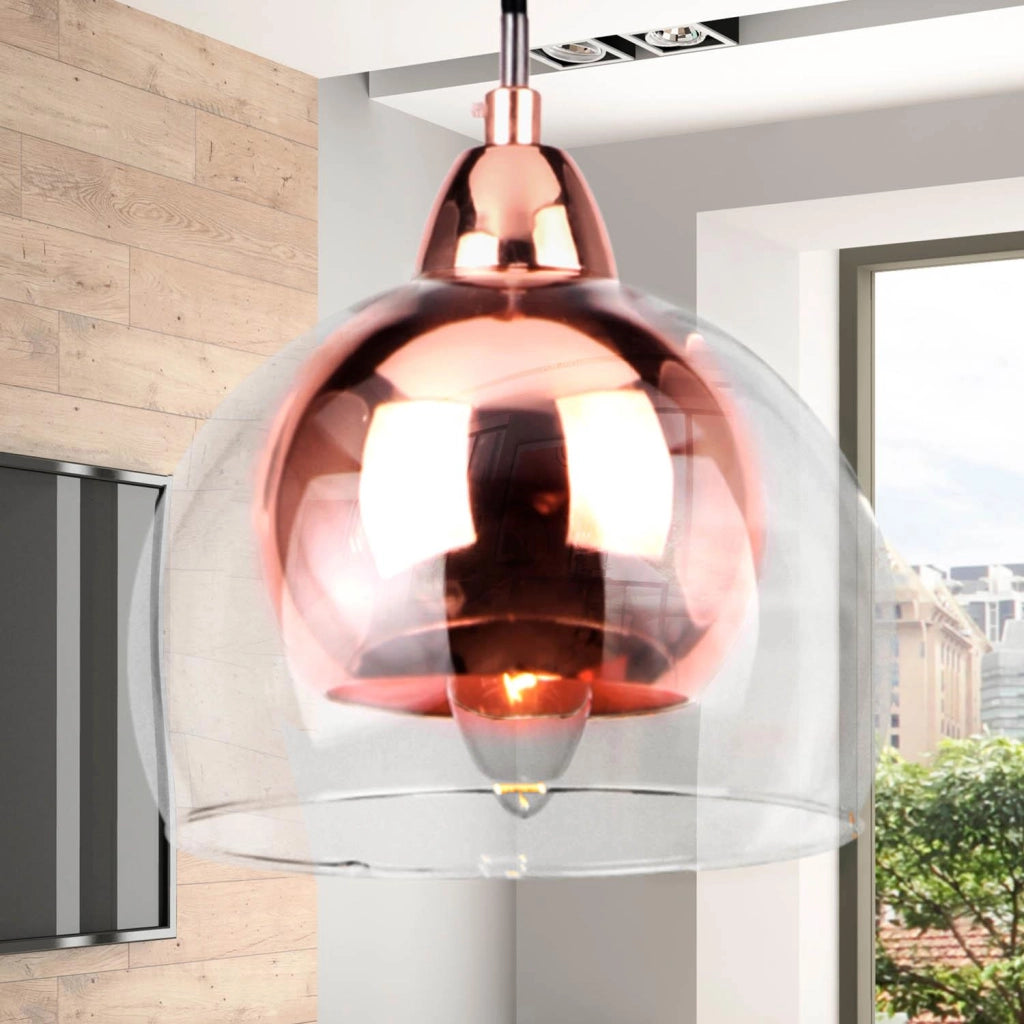 Lampada a sospensione Lampex Dex rame vetro Ø16 E14