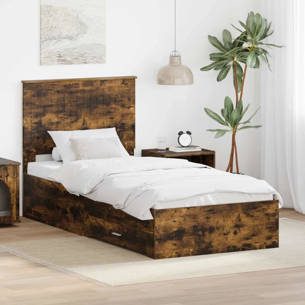 Struttura del letto Rovere fumé 90 x 190 cm Legno multistrato