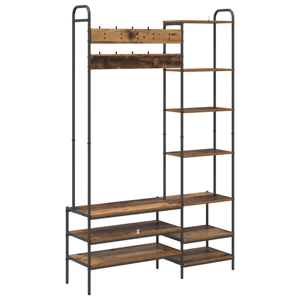 Appendiabiti con panca per scarpe Legno antico 8012042