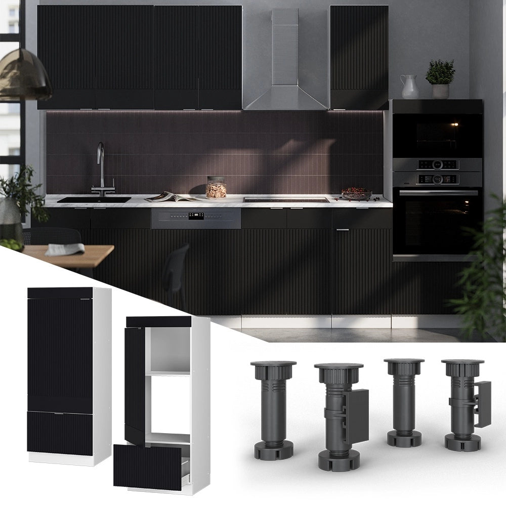 Mobile cucina microonde Fame-Line Nero rigato/Bianco 60 cm Vicco