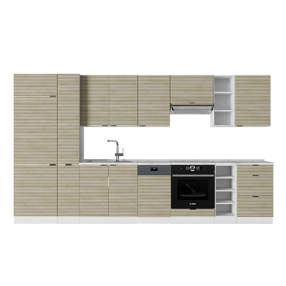 Vicco Cucina componibile Pannello di quercia/bianco 355 cm senza piano di lavoro