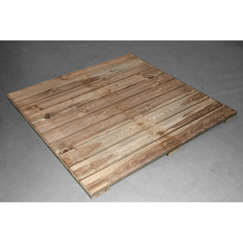Pavimentazione in legno da esterno 10 pezzi totali 10 mq, mattonelle 100x100 cm spessore 3,8 cm antiscivolo - Esterni da Vivere