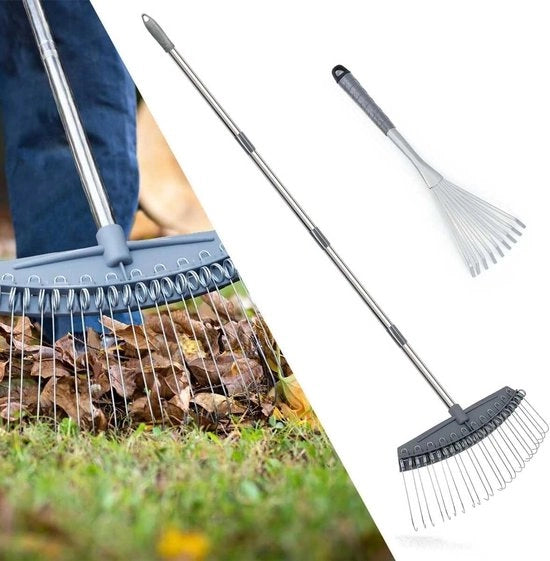 Set di Raccoglitore Foglie per Giardino - 64-160cm Raccoglitore di Paglia per Giardino Adattabile e 43cm Forbici per Giardino Manuale