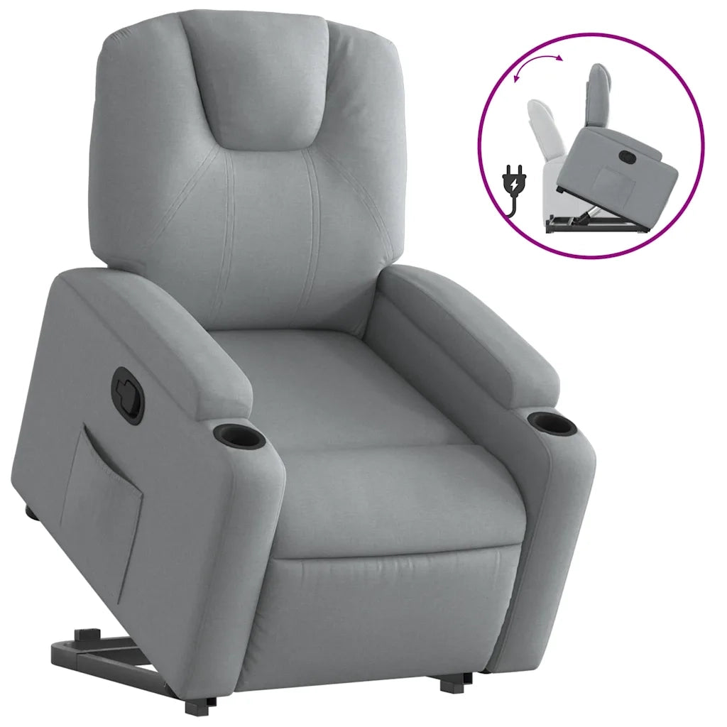 Poltrona Alzapersona Reclinabile Grigio Chiaro in Tessutocod mxl 132869