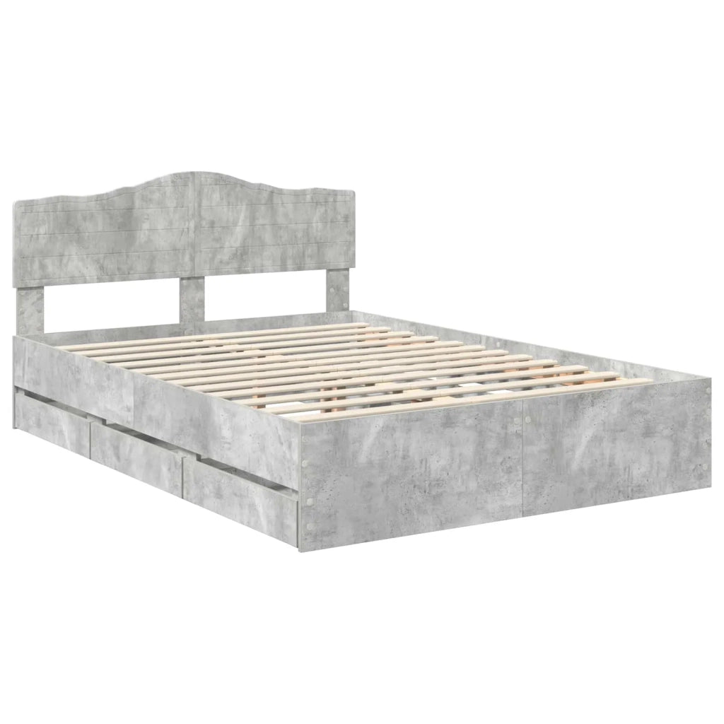 Struttura del letto con cassetto Grigio cemento 150 x 200 cm