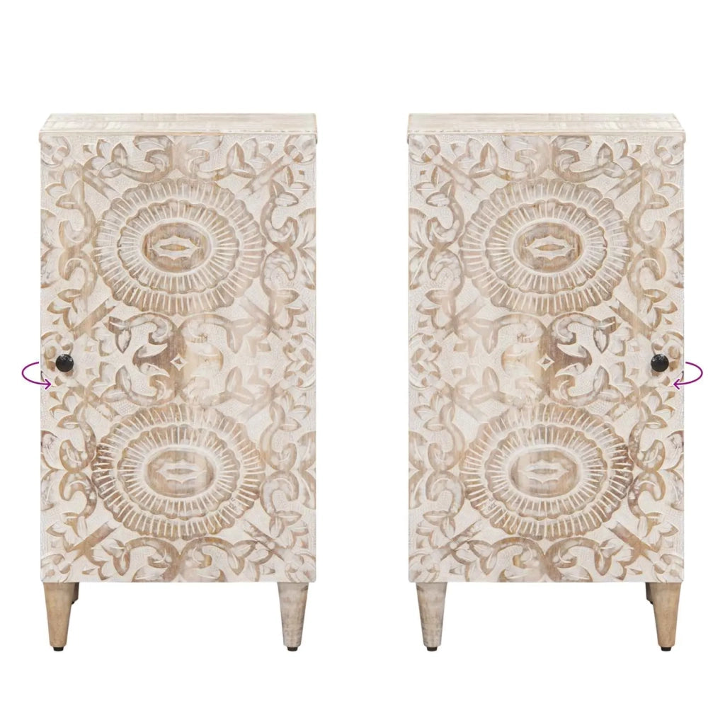 Credenza Bianco 40 x 33,5 x 75 cm Legno di mango massello 4018392