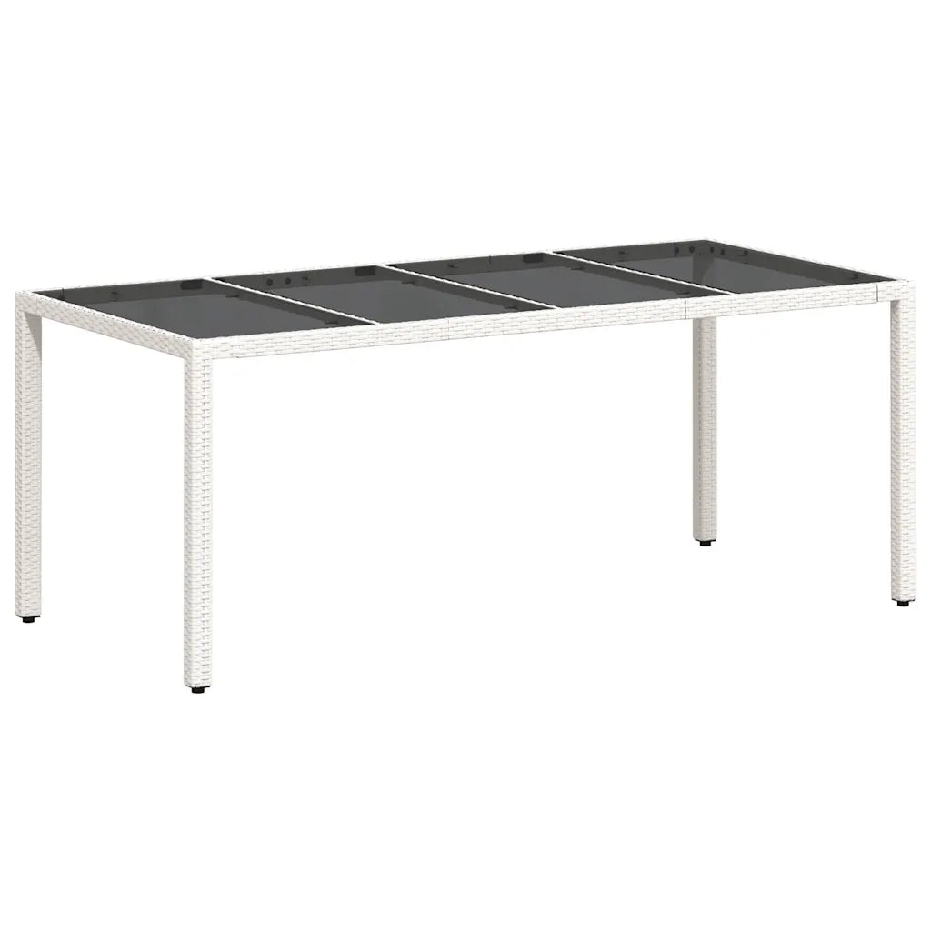 Tavolo Giardino-Tavolo da esterno Piano in Vetro Bianco 190x90x75 cm Polyrattan