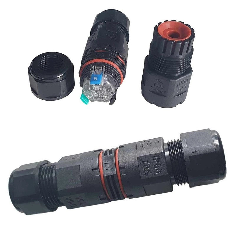 2 Connettori Veloce IP68 Forma I Manicotto Collegamento Cavo Esterno 3P 100x30mm
