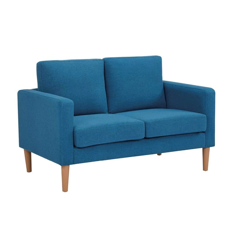DIVANO A 2 POSTI  CON GAMBE IN LEGNO DI COLORE AZZURRO CM 130 X 84 X 51 H