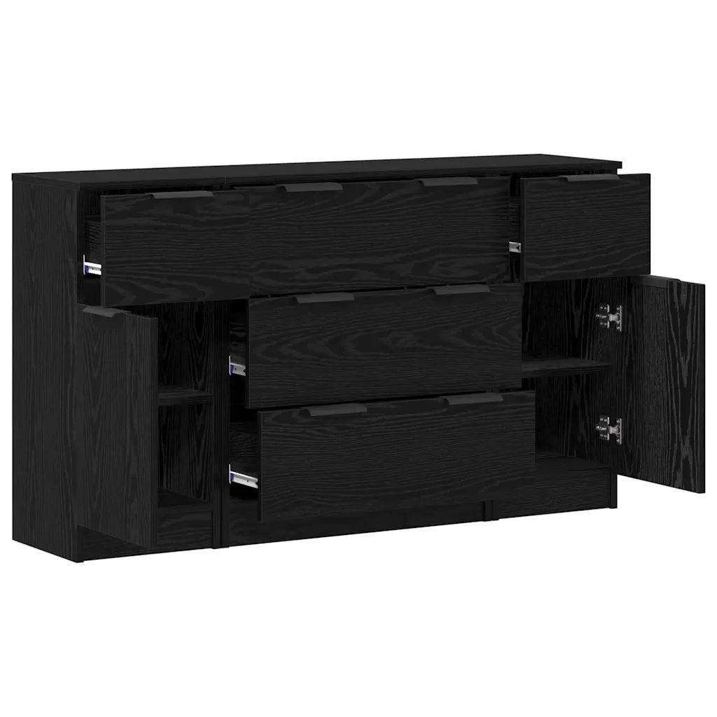 Credenza con cassetto 3 pcs Rovere Nero Legno multistrato 3332538