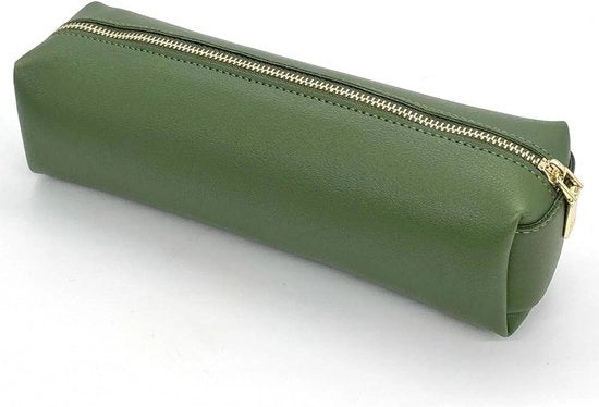 Organizzatore di Pennarelli in PU Grande Portatile per Cosmetici per Scuola e Ufficio Regalo per Adolescenti - Nero Verde