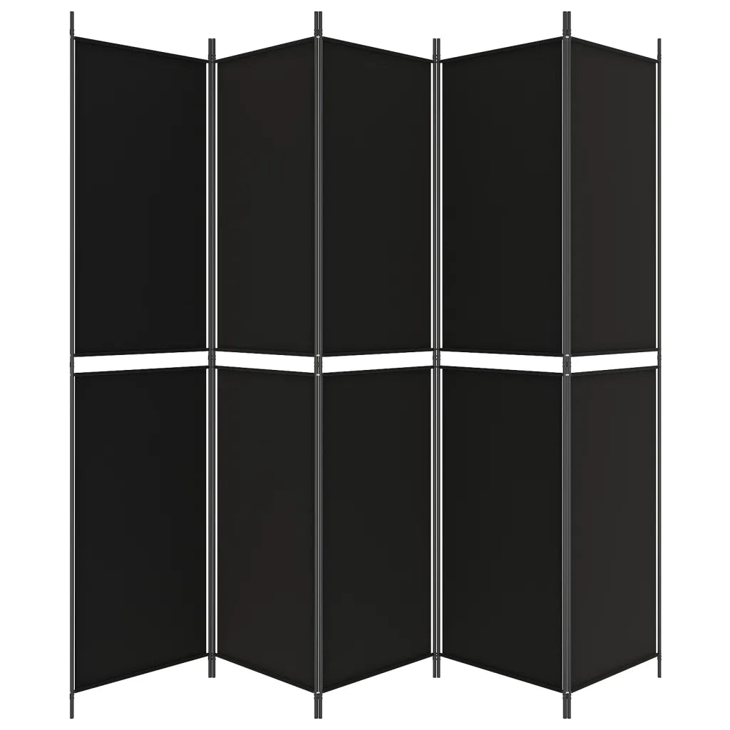 Divisorio 5 Pannelli Nero 250x220 cm Tessuto 350253