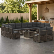 Set Divano da Giardino 13 pz Grigio e Grigio Scuro polyrattan 3437165