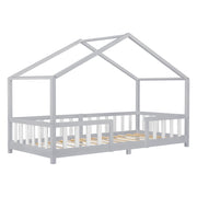 Letto per Cameretta Treviolo a Forma di Casetta 90x200 cm Grigio chiaro / Bianco [en.casa]